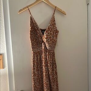 Angie Rust Floral Maxi Dress with Twist-Front